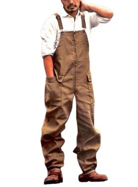 Summer Spring Men Jumpsuit Overalls Bib Square Neck Romper L