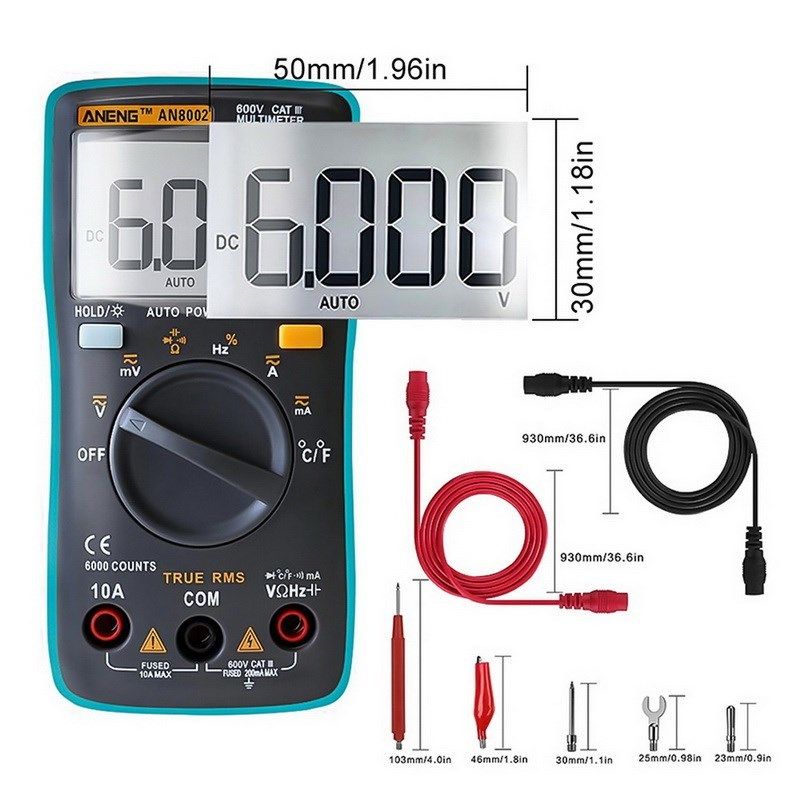 AN8002 Digital Multimeter AC/DC Voltage Meter Handheld Multi