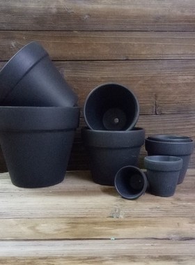 红陶花盆黑陶黑色花盆泥瓦盆法师老桩盆多肉盆透气套装组合