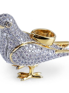 立体锆石欧美高端镶和平鸽项链鸽子嘻哈iceins男潮牌hiphop微珠宝