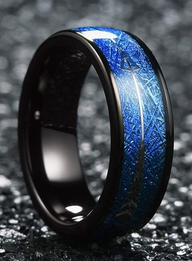 8mm Blue Fashion Men Rings Tungsten Carbide Ring Inlay Arrow