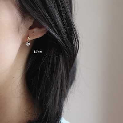 9K pure Gold Earring Simple fashion zircon circle ear ring r