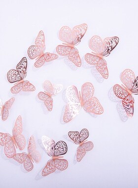 12pcs Cake Decorations 3D Double-sides Hollow Butterfly