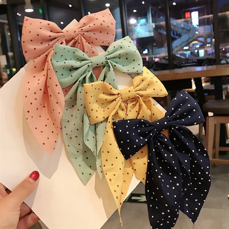 New Ribbon Bow With Clips Elegant Double Layer Bowknot Hairp