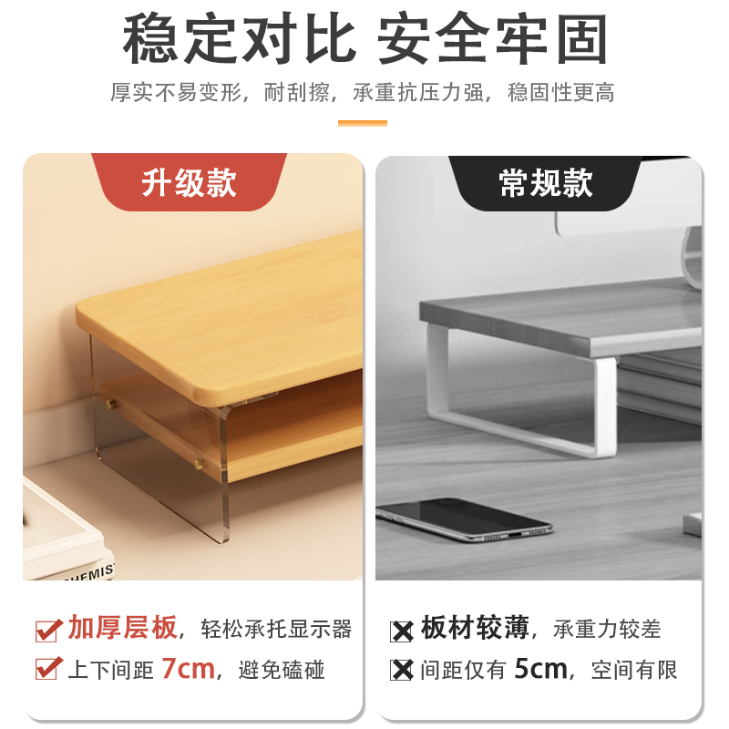 电脑显示器增高架笔记本垫高工位整理神器桌面双层置物架收纳架子