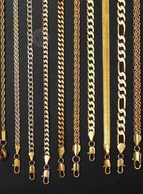 Gold Chain For Men Women Wheat Figaro Rope Cuban Link Chain
