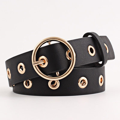 Women Leather Belt Round Metal Pin Buckle Circle Belts Hot B