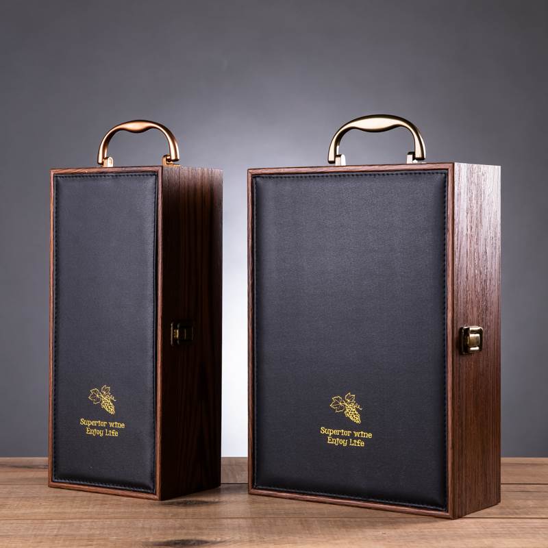 红酒礼盒空盒包装高档酒盒单双支装葡萄酒盒包装盒皮加木酒箱盒子