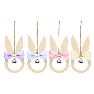 Easter Decoration Bow Bell Charm Wooden Bunny Charm