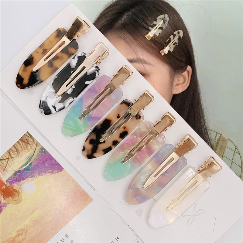 4/2Pcs Leopard Acetate Hair Clips Bangs Seamless Clip Makeup