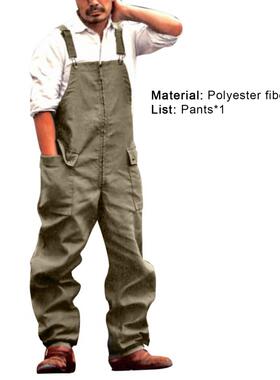 Summer Spring Men Jumpsuit Overalls Bib Square Neck Romper L