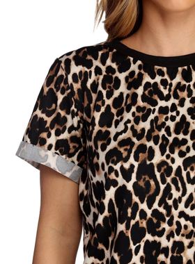 Women Summer T irt 2019 Faion Leopard T irt ort Slee