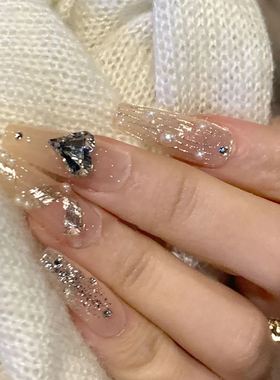 24Pcs Long Coffin Square False Nails Ballet Fake Nails Press