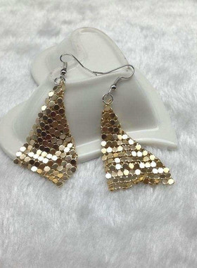 欧美夸张流苏金属链片耳环女耳饰 tassel earings women jewlery