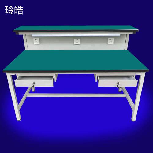 好货带灯架工作台防静电工作台双层工作台防静电流水线工作桌操作