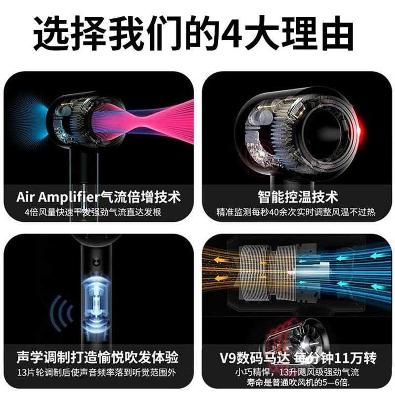 新品适用平替戴森吹风机家用无叶中空大功率发廊店同款徕芬吹风机