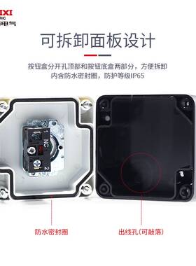 德力西按钮盒平头自复位启动开关盒1孔防水防尘IP65绿色常开BA1
