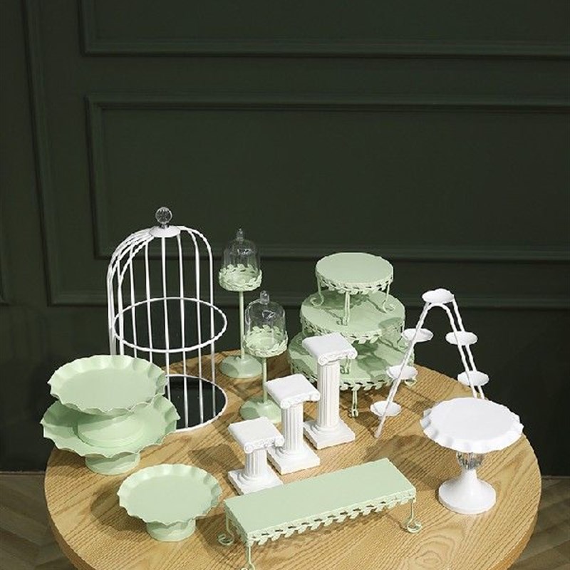 Green Colors Cake Stands for Party Table Pastries Cupcake