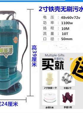 新能无刷2寸48v60vp72伏无刷直流污水泵12v电瓶电动自行车动车排