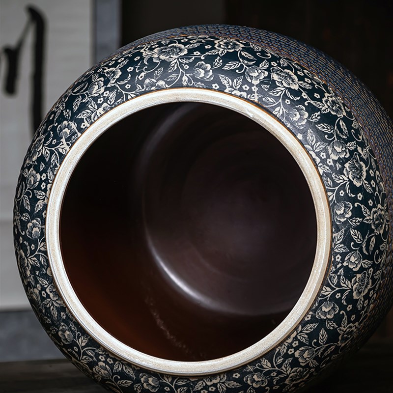 景德镇陶瓷米缸油缸水桶20斤50/100斤家用带盖子密封防潮储物茶叶