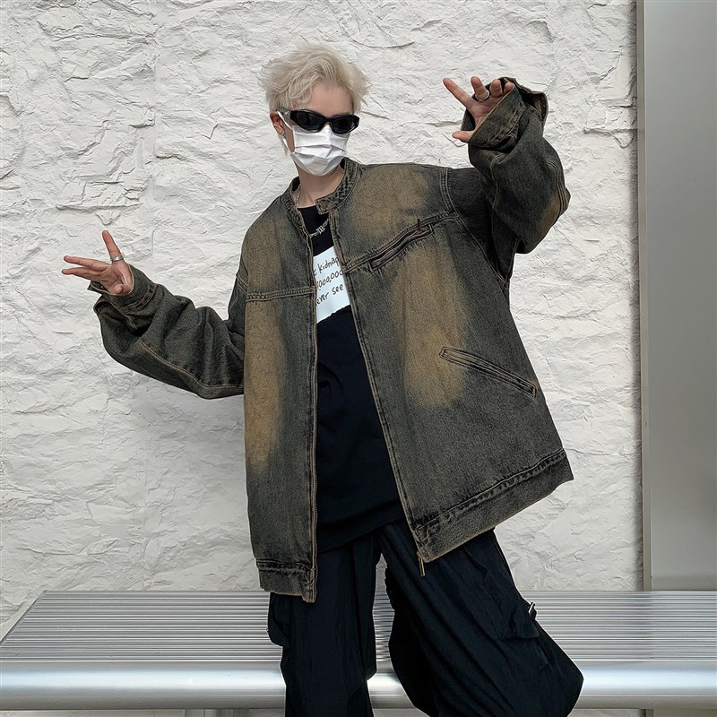 牛仔外套男士春秋季高级感痞帅炸街美式复古水洗做旧宽松休闲夹克