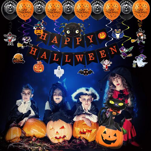 极速Halloween pumpkin letter balloon package party decoratio