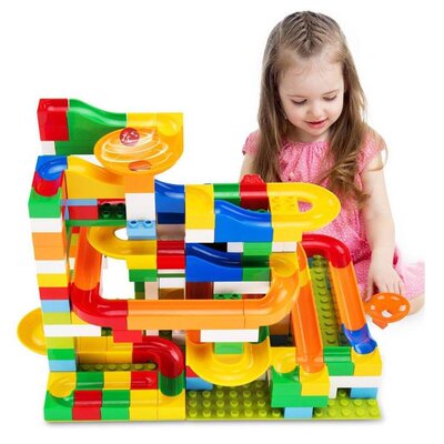 极速Marble Race Run DIY Maze Balls Building Blocks Funnel Sl