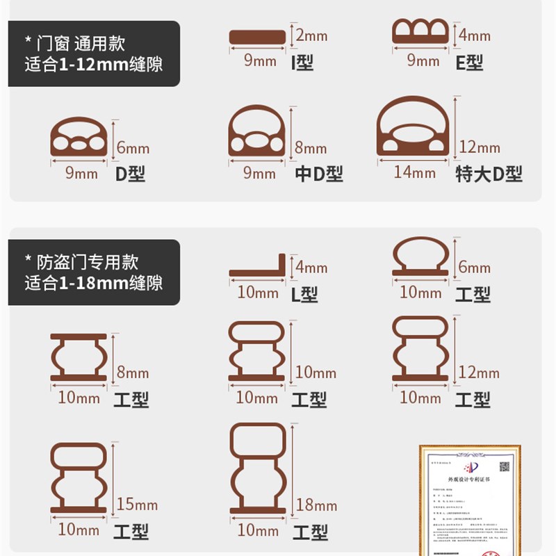 门缝密封条房门木门窗户进户门缝隙填充胶条防盗门防风保暖隔音条