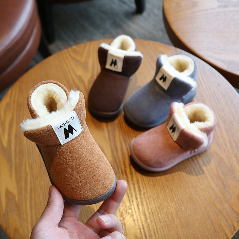 极速冬季新品儿童棉鞋男1-3岁女宝宝雪地靴加绒软底居家保暖短靴