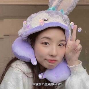 可爱卡通连帽u形枕护颈枕可爱卡通靠枕脖子颈部男生个性旅行便携