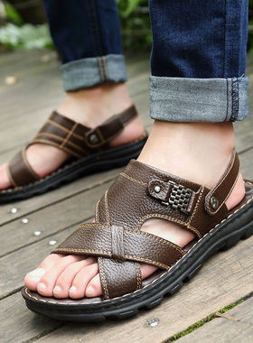 Mens Sandals Hot in Summer 2022 Waterproof Antiskid Leather