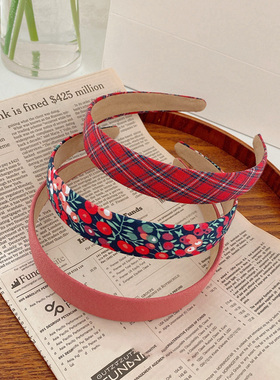 3pcs Vintage Floral Wide Headbands Solid Flower Plaids Hairb