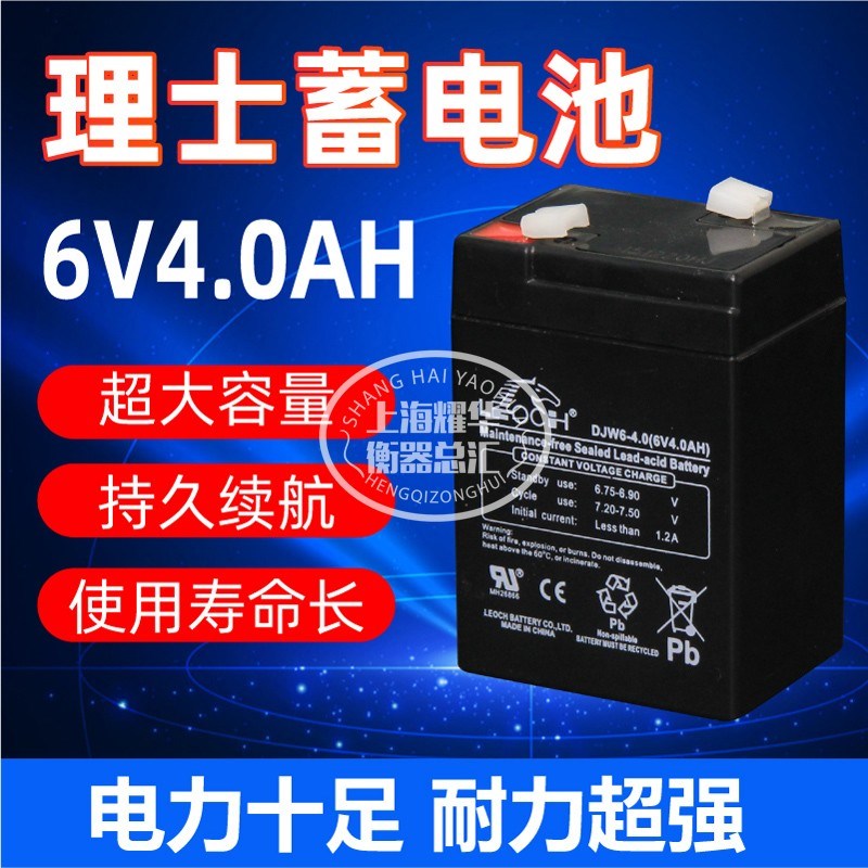 耀华英展钰恒惠而邦联贸理士DJW6V4.0AH电子秤电子吊秤仪表蓄电池