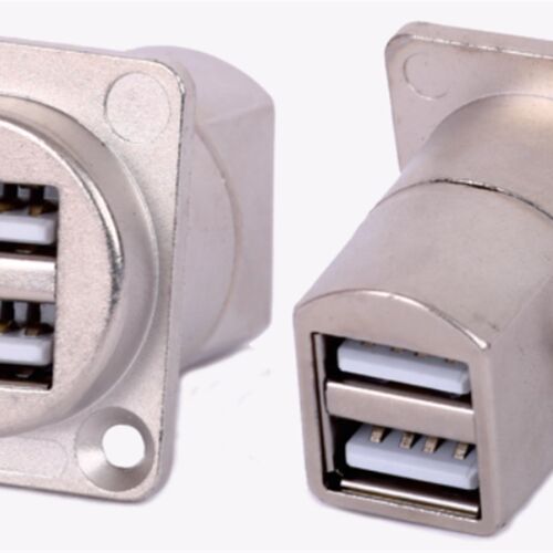 86面板D 型USB 3.0 2.0 双层双口对接模块母对母连接器对接头信号