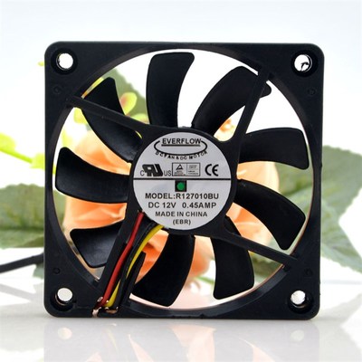 原装正品EVERFLOW 7010 Tt R127010BU 12V 0.45A 7CM静音散热风扇