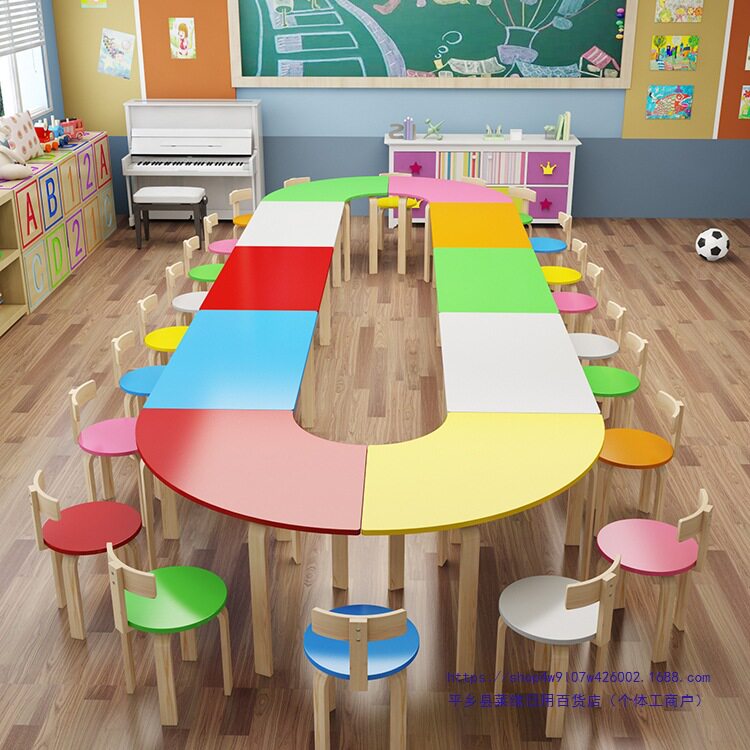 实木幼儿园桌子儿童辅导班培训班早教桌组合小学生绘画美术课桌椅