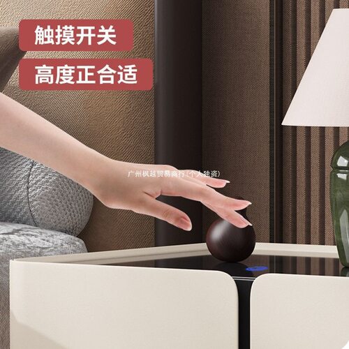 2026新款轻奢带灯全实木床头柜感简约现代奶油风卧室床边柜子其他