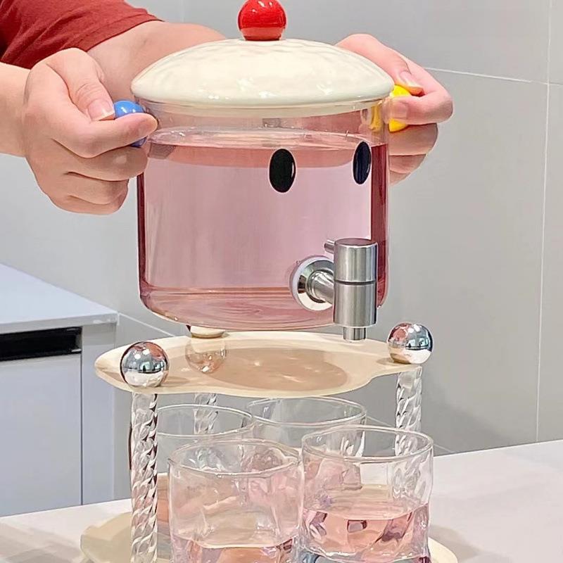 玻璃耐高温冷水壶带龙头水壶套装大容量家用夏季凉水壶饮料冰块桶