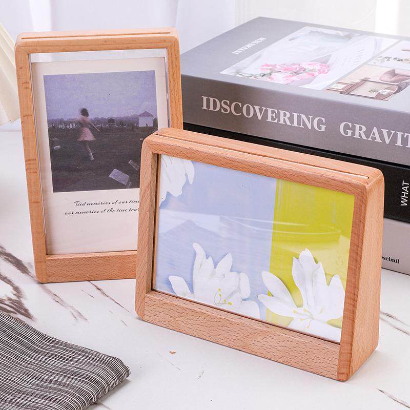 新款创意梯形榉木相框寸寸寸相架卧室摆台画框实木相册