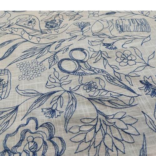 EG-190854粘亚麻撞色绣花布刺绣面料厂家直销现货供应