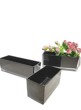 现代简约喷黑色长插条方缸桌面设花装饰装摆件家居样板房hf050台