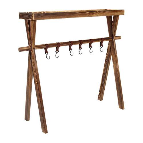 户外多功能露营实木折叠置物架便携调味品刀架创意旅游野营烧烤架