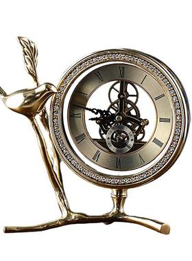 轻奢现代金属高档座钟家居客厅酒柜装饰品摆件创意办公桌台式钟表