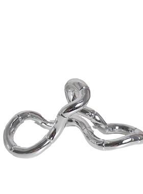 现代轻奢电视柜摆件家居客厅创意银色缠绕环形摆设样板间软装饰品