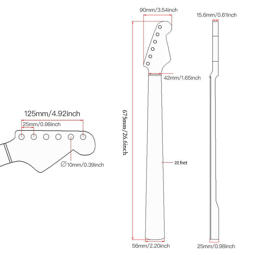 22品吉他琴颈枫木脖子+玫瑰木指板FenderSTStrat不带背中线