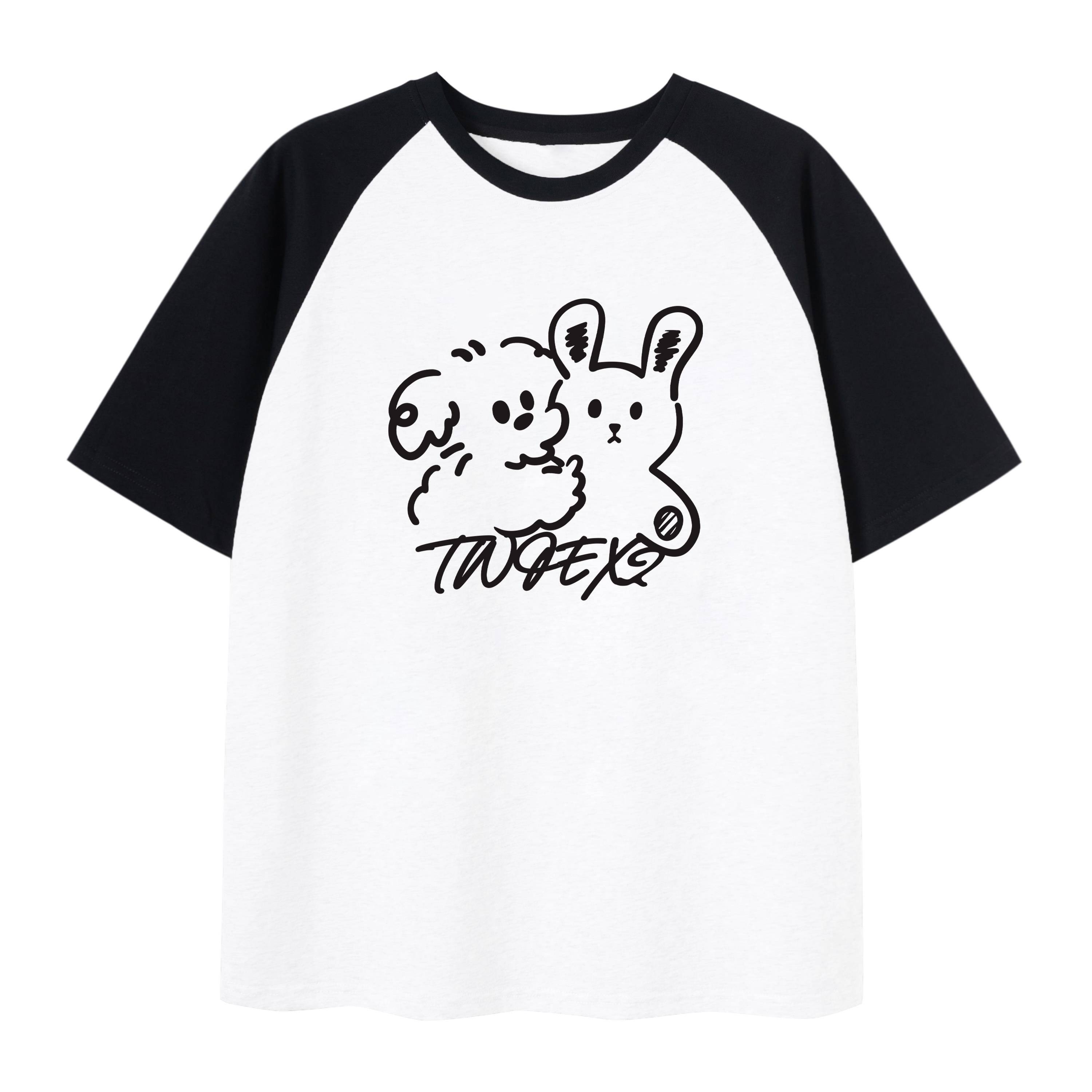 【黄明昊主理】TWOEX2小兔撞色插肩袖t恤索罗娜凉感宽松休闲tee