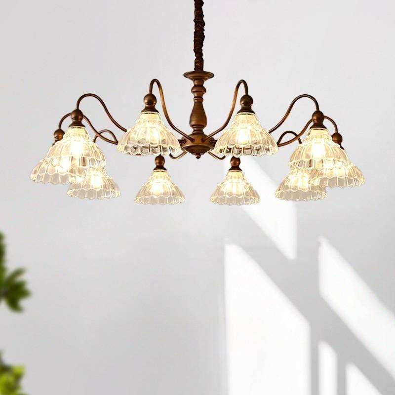 法式客厅灯喇叭花玻璃美式复古吊灯中古风主灯美拉德卧室餐厅灯具,3C数码配件,USB灯,淘宝优惠券,粉丝福利购,淘宝优惠卷