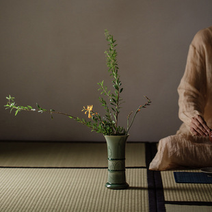 高级感青瓷家居客厅鲜花干花插花水养饰品 陶瓷花瓶摆件仿真花中式