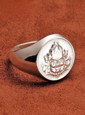 藏式黄财神戒指转运珠精致银色复古民族风招财纳福食指环配饰品