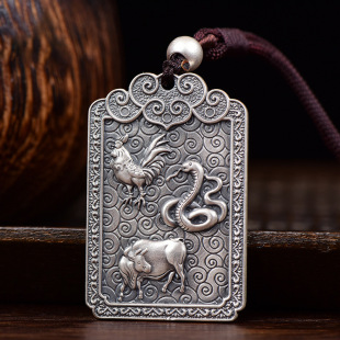 实心精工999蛇鸡牛三合吊坠十二生肖足银猴鼠龙虎马狗男女项链